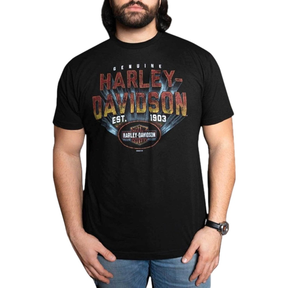 Harley Davidson Salzburg Austria Hot Stuff Graphic T Shirt Black 3D Script